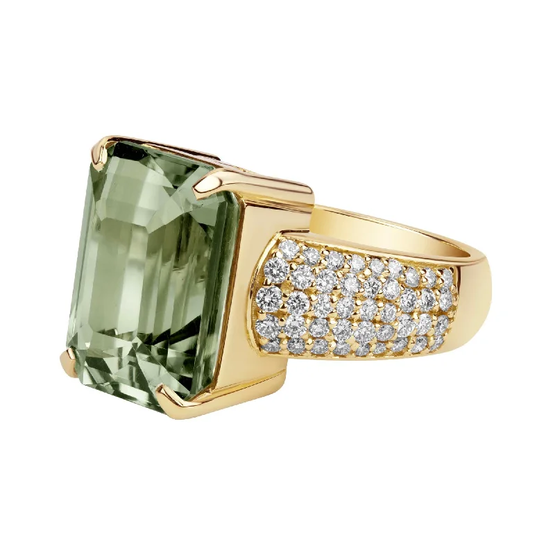 Ring - Green Quartz And Diamond