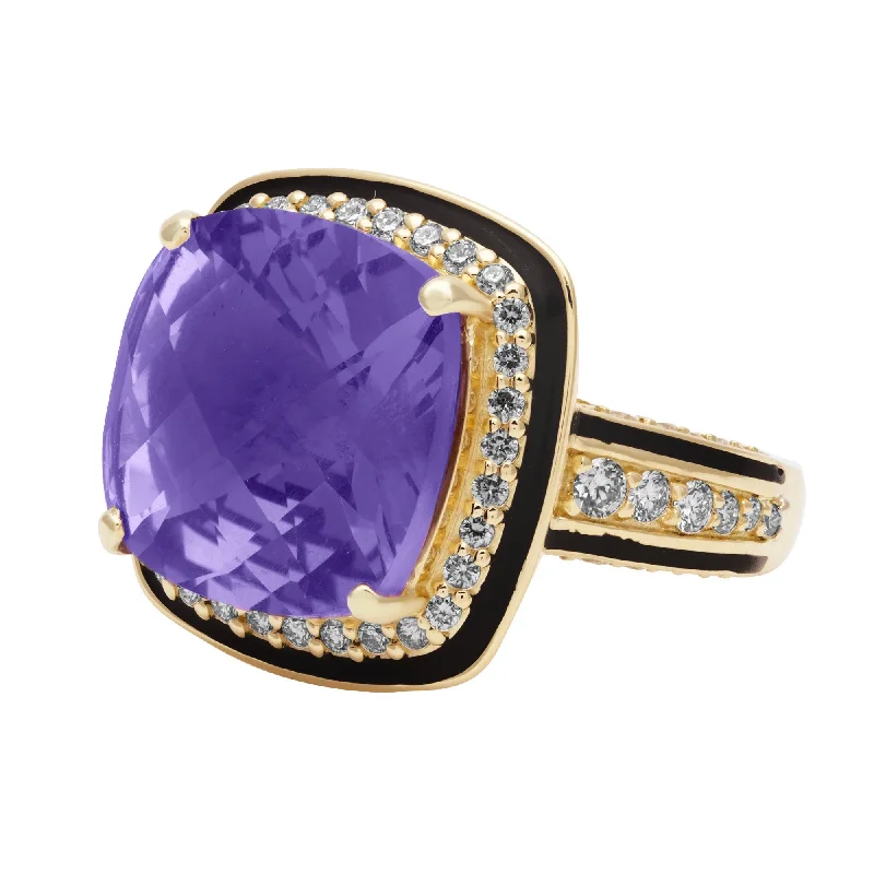 Ring - Amethyst And  Diamond (enamel) (2395C)