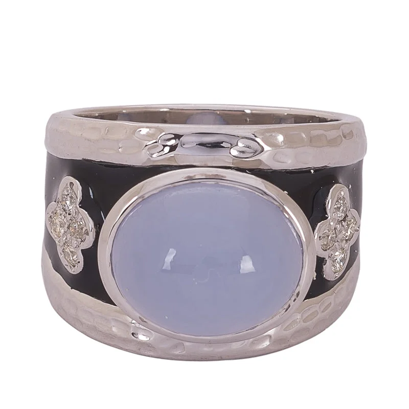 Repair - Ring- Chalcedony and Diamond (Enamel)  (265MS)