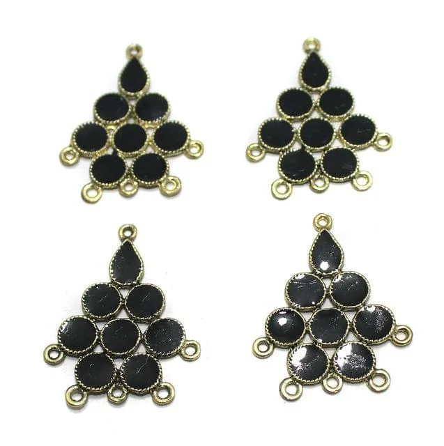 2 Pairs Black Earring Components 37mm