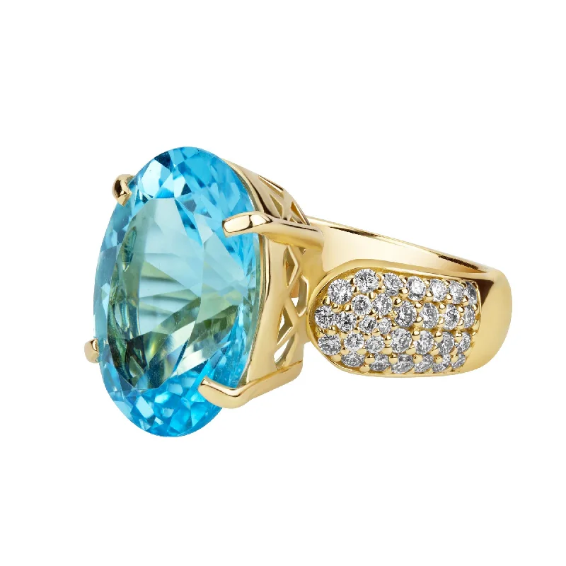 Ring - Blue Topaz And Diamond