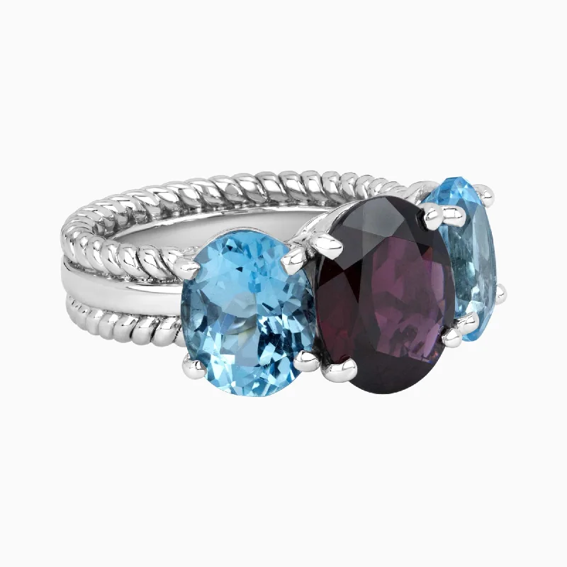 Ring - Garnet And Blue Topaz