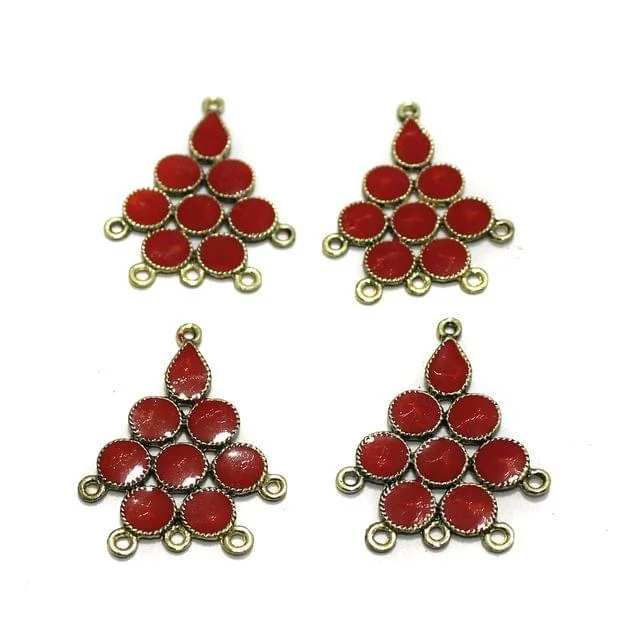 2 Pairs Red Earring Components 37mm