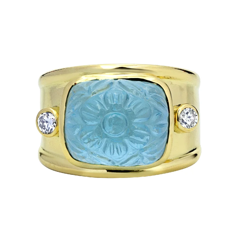 Ring - Blue Topaz And Diamond (2323C)