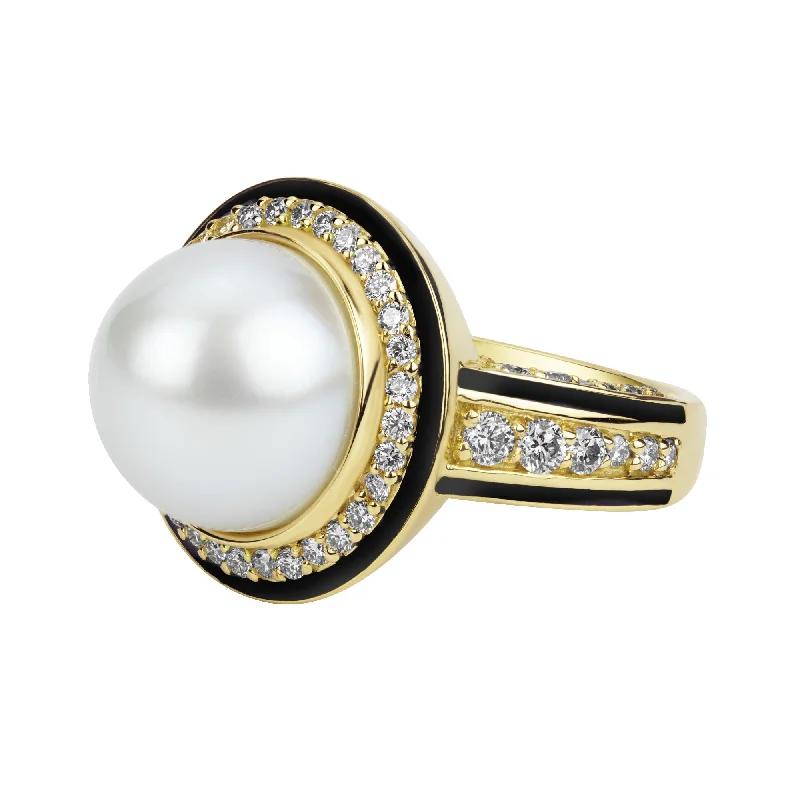 Ring - South Sea Pearl And Diamond (enamel) (2380C)