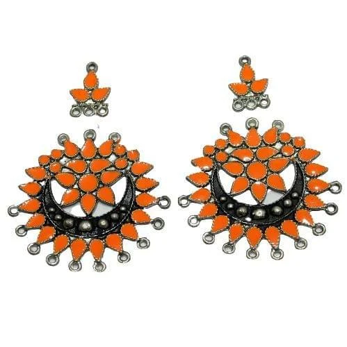 2 Pairs Orange Earring Components 50mm