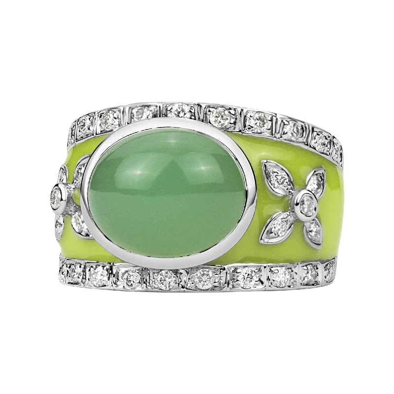 Ring - Chrysoprase And Diamond (enamel)