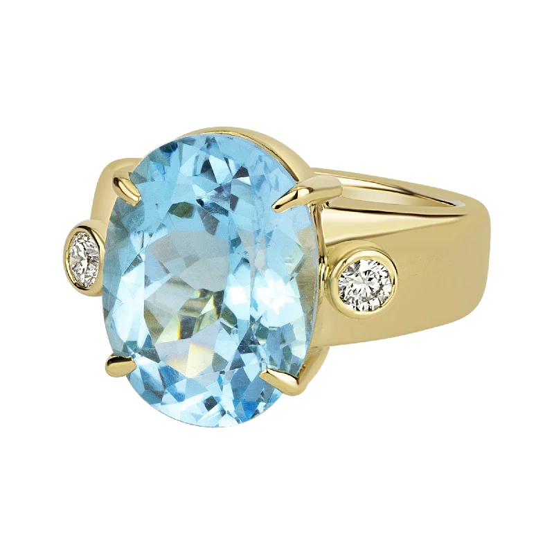 Ring - Blue Topaz And Diamond (1630J)