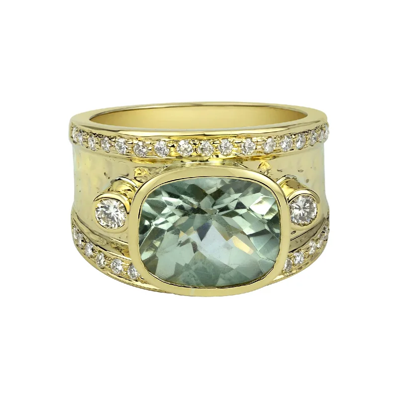 Ring - Green Quartz And Diamond