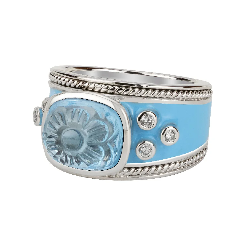 Ring - Blue Topaz And Diamond (enamel)