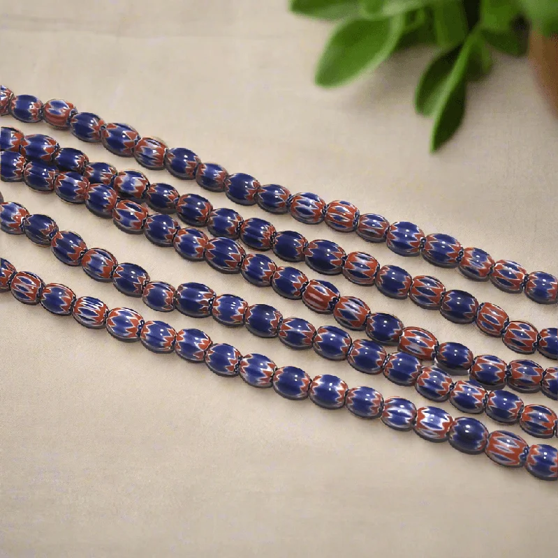 Chevron Designer Oval Beads Size 6x5 mm, Pack Of 2 StringS