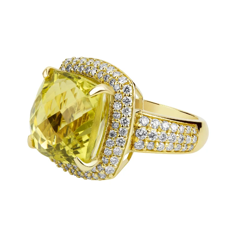 Ring - Lemon Quartz And Diamond (2380E)