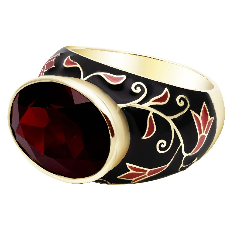 Ring - Garnet (Enamel) In 18k Gold