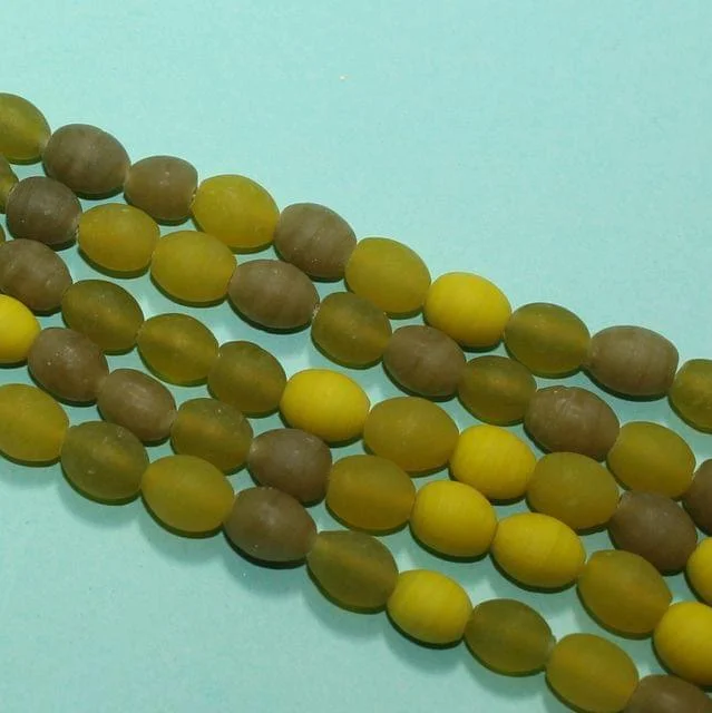 1 String 10x8mm Matte Finish Oval Glass Beads