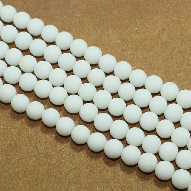 5 String 8mm Matte Finish Round Glass Beads