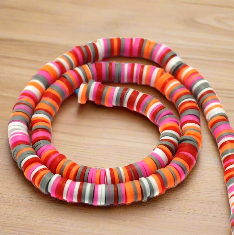 Multicolored Polymer Clay Fimo Ring Beads 1 String, 6mm