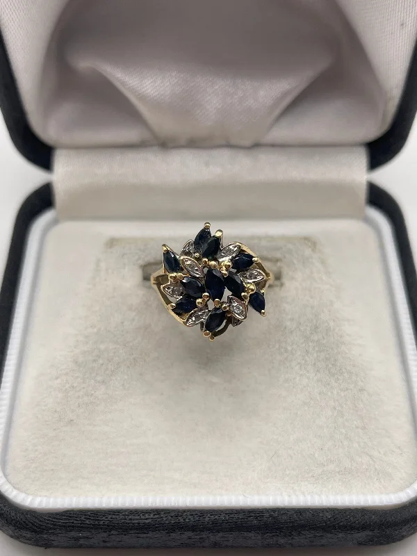 9ct gold sapphire and diamond ring