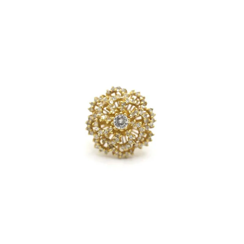 Vintage Genuine Earth Mined Diamond Cluster Floral Ring In 14K Yellow Gold