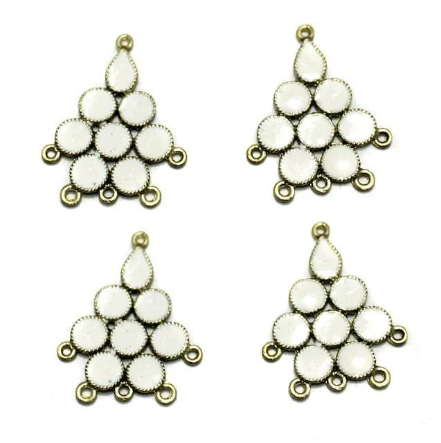 2 Pairs White Earring Components 37mm