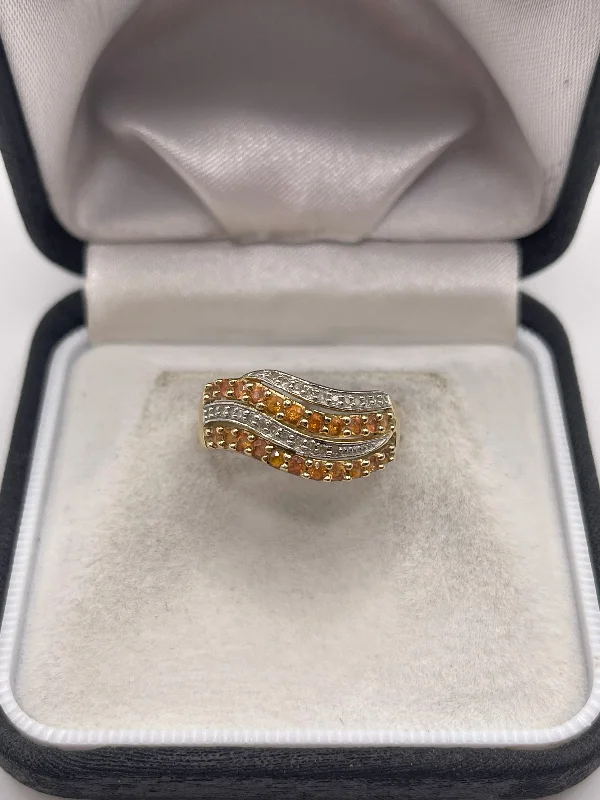 9ct gold citrine and diamond ring