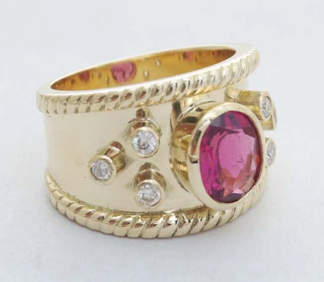 Repair - Ring - Rubellite and Diamond in 18K Gold (1745N)