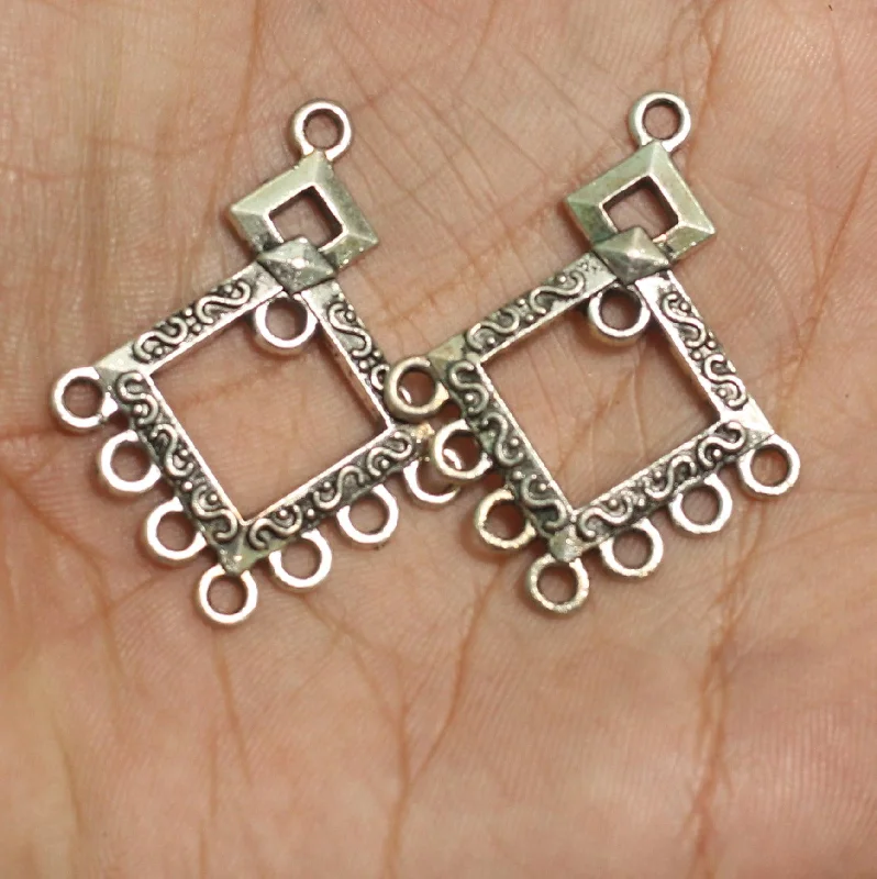 2 Pairs Silver Earring Components 40mm