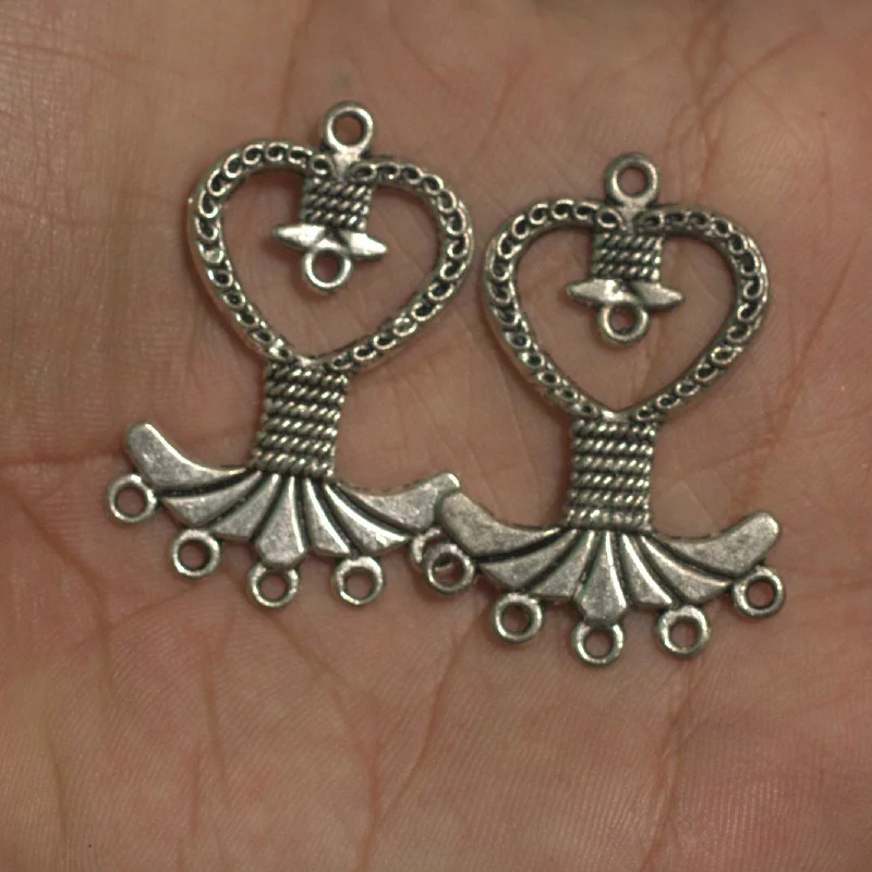 2 Pairs Silver Earring Components 40x28mm