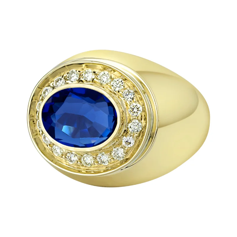 Ring - Blue Sapphire and Diamond in 18K Gold