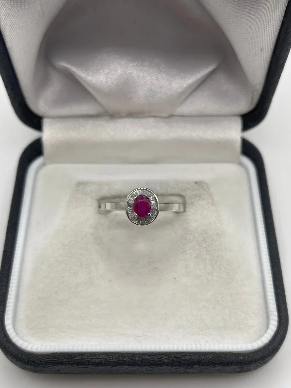 18ct white gold ruby and diamond ring