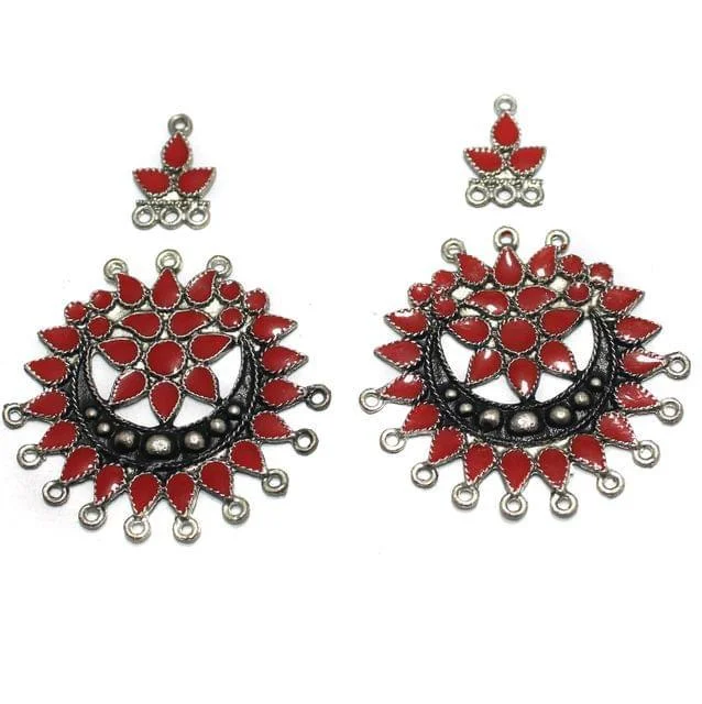 2 Pairs Red Earring Components 50mm