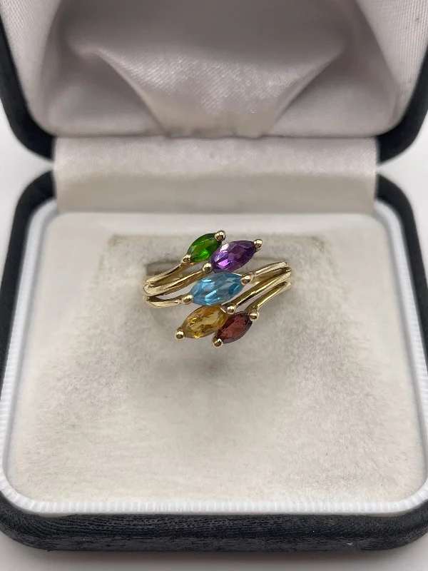 9ct gold multi gemstone ring