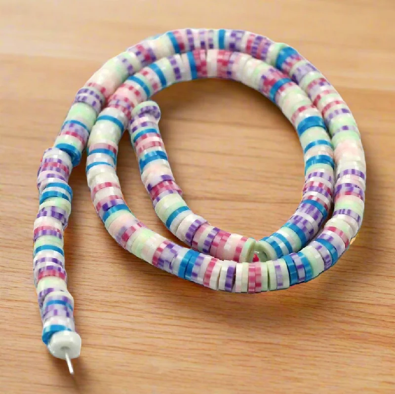 Multicolored Polymer Clay Fimo Ring Beads 1 String, 6mm