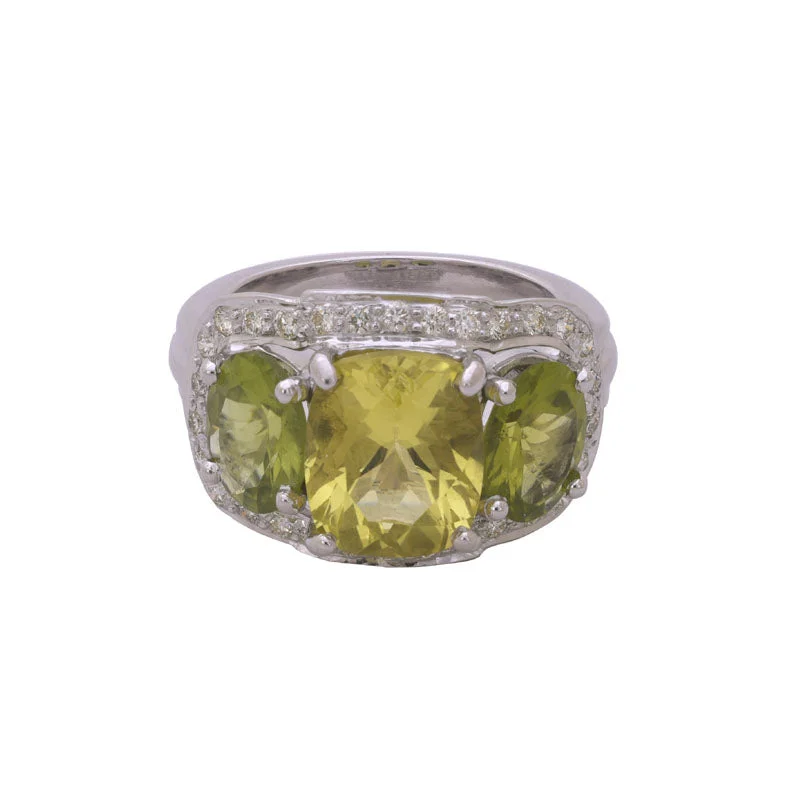 Repair - Ring - Lemon Quartz, Peridot and Diamond in Silver (244FS)