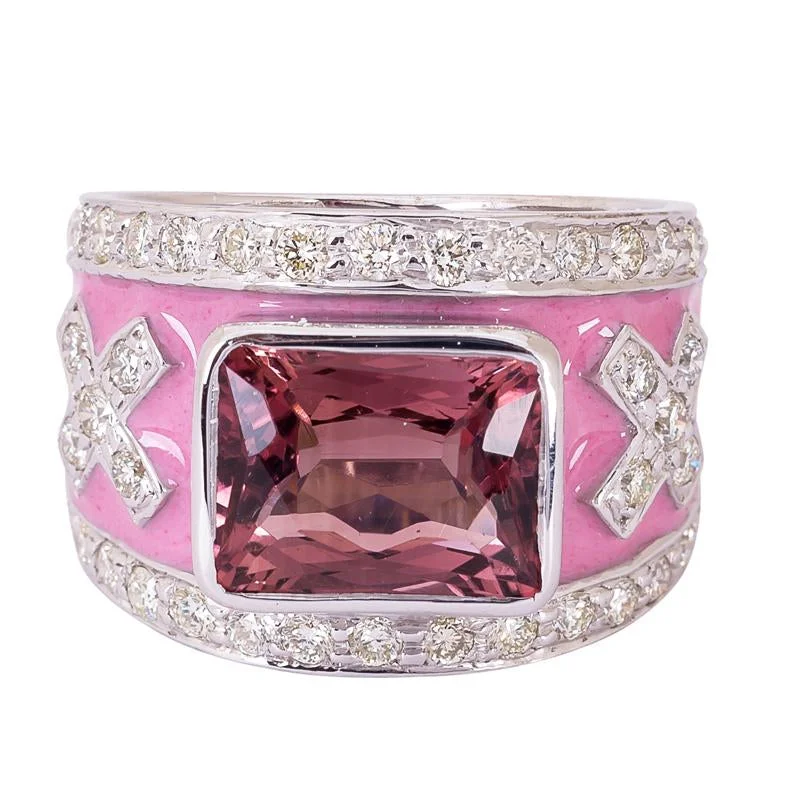 Repair - Ring- Rubellite and Diamond (Enamel)  (265IS)