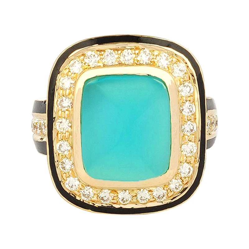 Repair - Ring - Chalcedony and Diamond with Enamel (2221I)