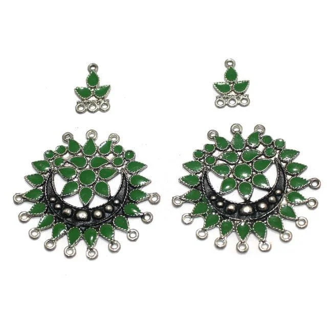 2 Pairs Green Earring Components 50mm