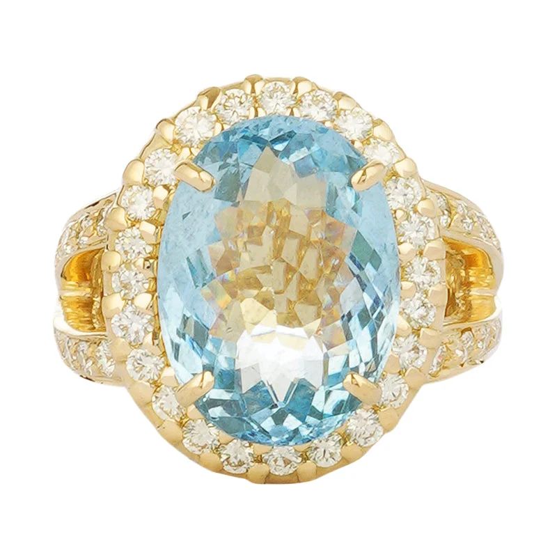 Ring - Aquamarine and Diamond