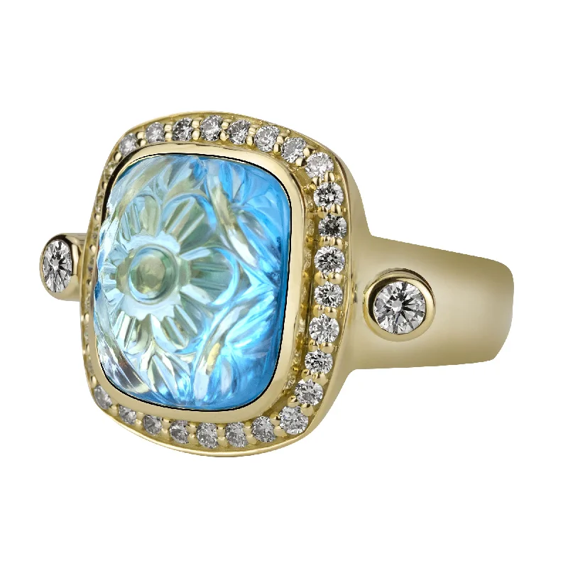 Ring - Blue Topaz And Diamond