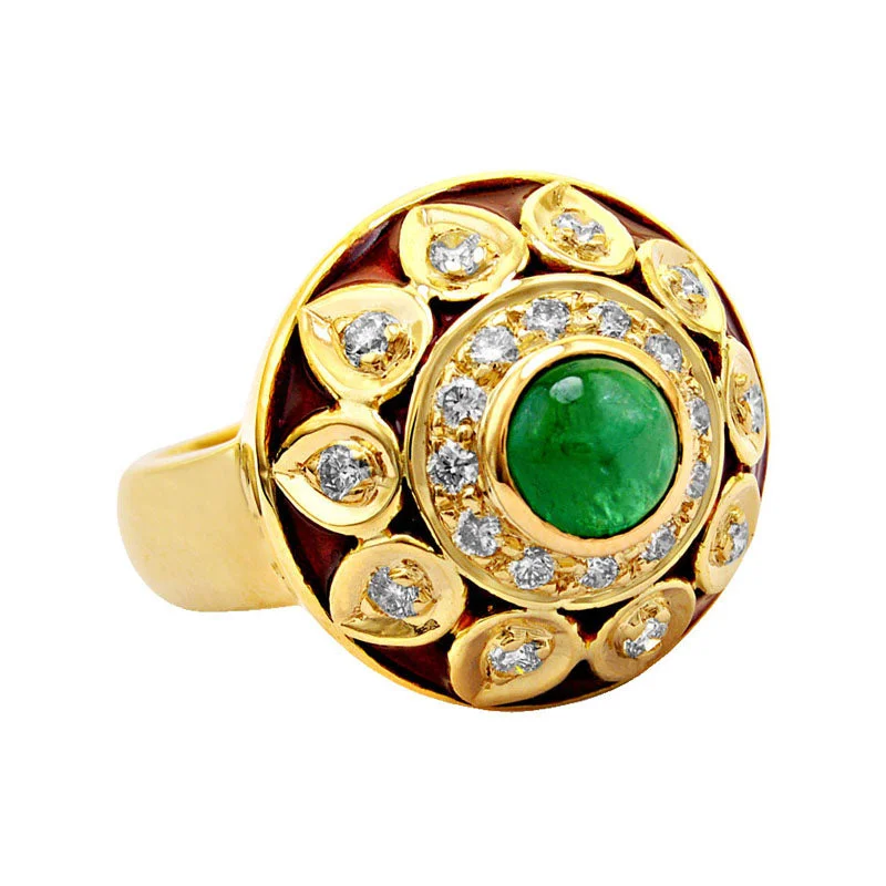 Ring- Emerald And Diamond (enamel) (2016B)