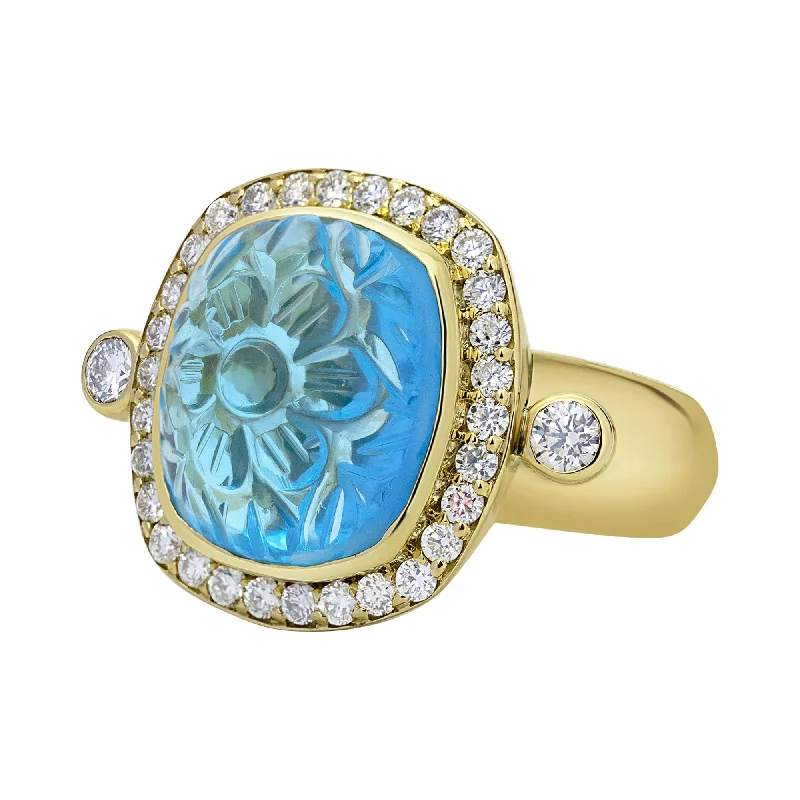 Ring - Blue Topaz And Diamond (2329A)