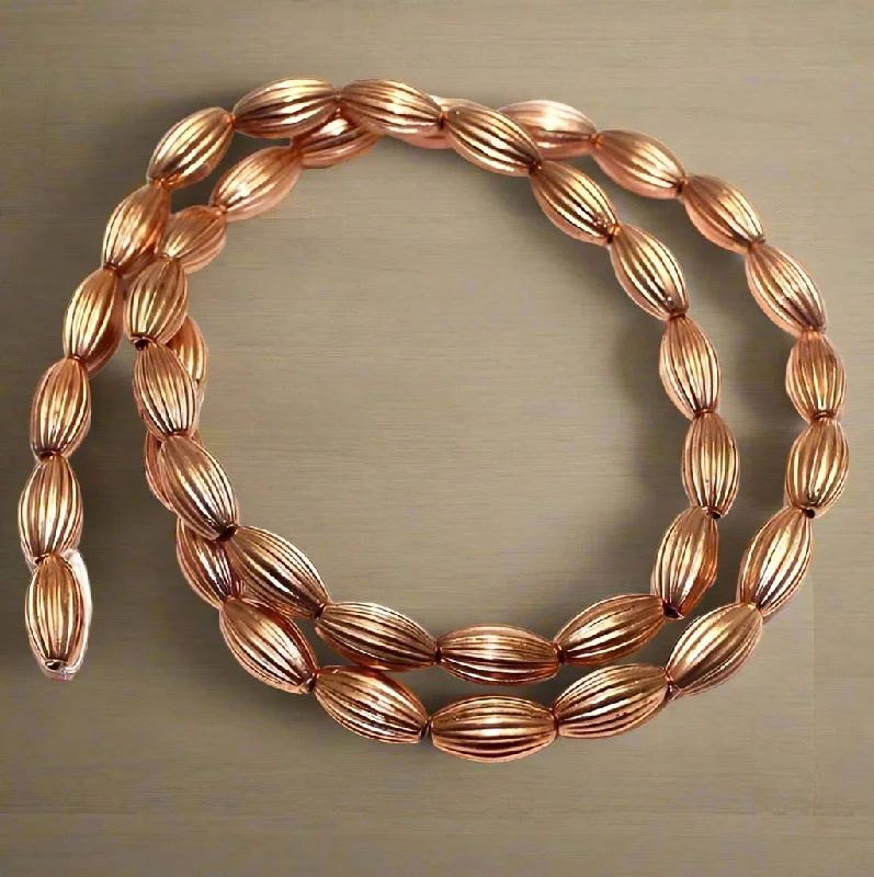 4 Strings Acrylic Oval Liner Beads Copper 11x5mm