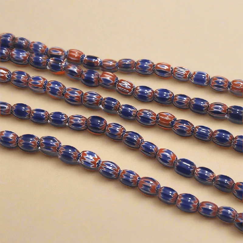 Chevron Designer Oval Beads Size 6x4 mm, Pack Of 2 String