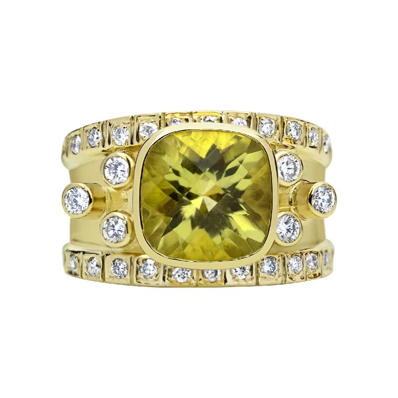 Ring - Lemon Quartz And Diamond (2317A)