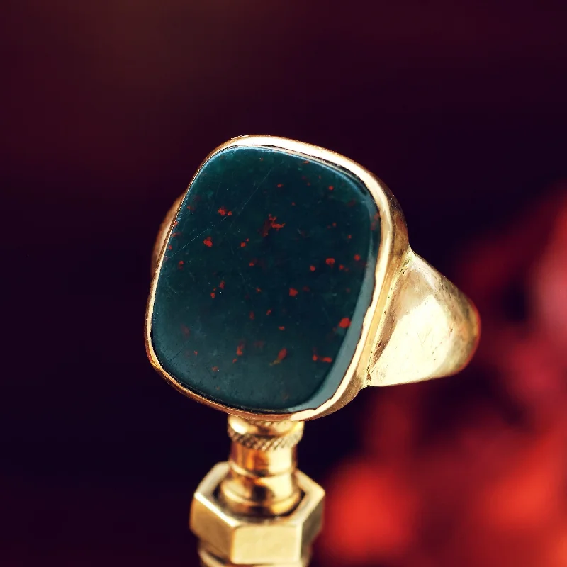 Circa 1870's 15ct Gold Bloodstone Signet Ring