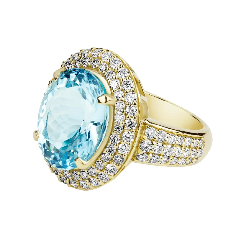 Ring - Aquamarine And Diamond (2390B)