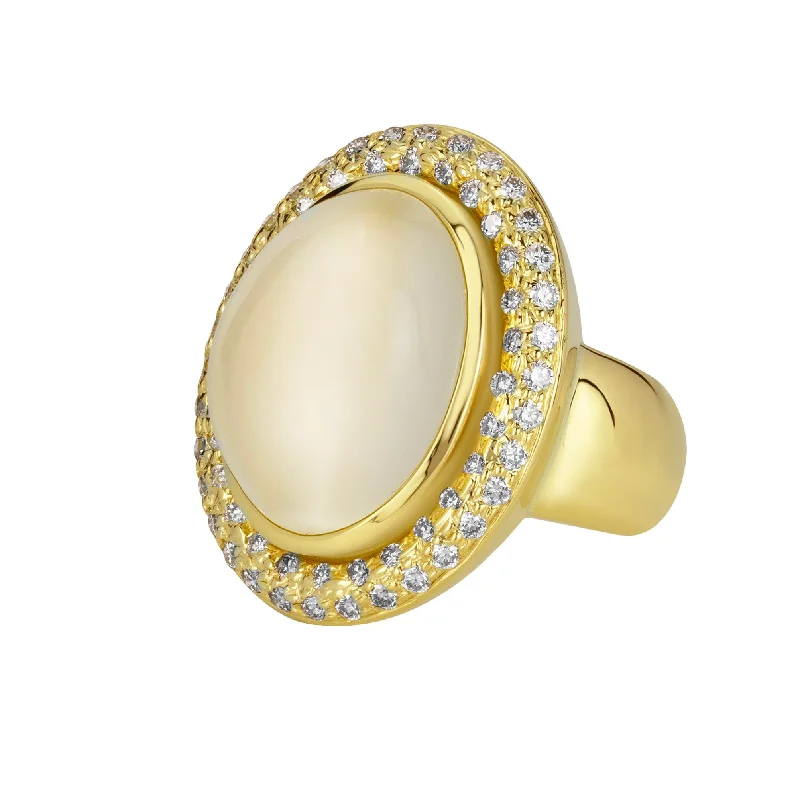 Ring - Moonstone And Diamond