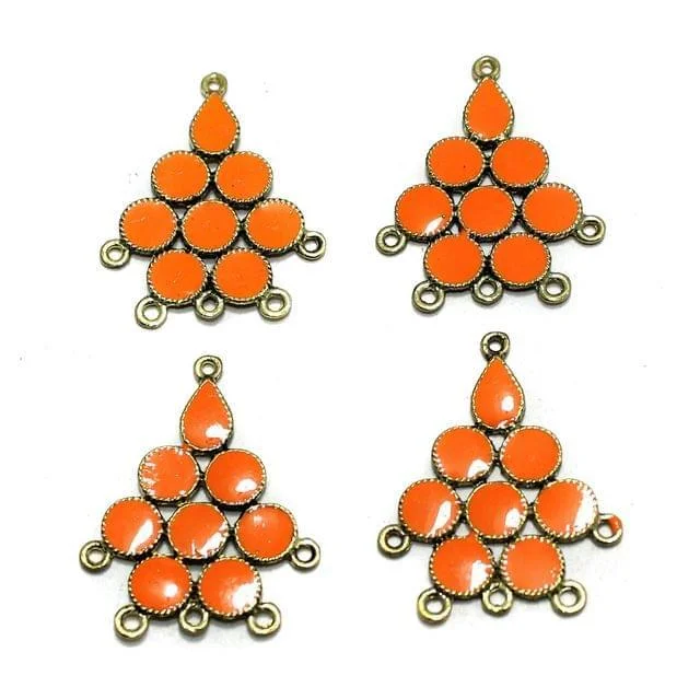 2 Pairs Orange Earring Components 37mm