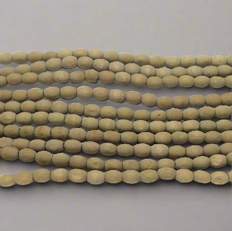 5 Strings Raw Wooden Oval Beads 6x4mm