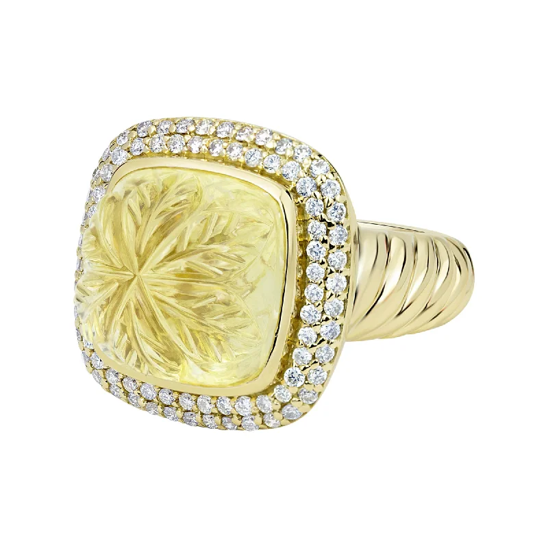 Ring - Lemon Quartz And Diamond (2323B)