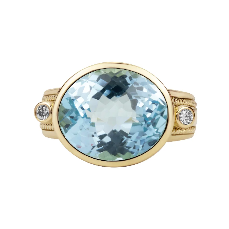 Ring - Blue Topaz And Diamond